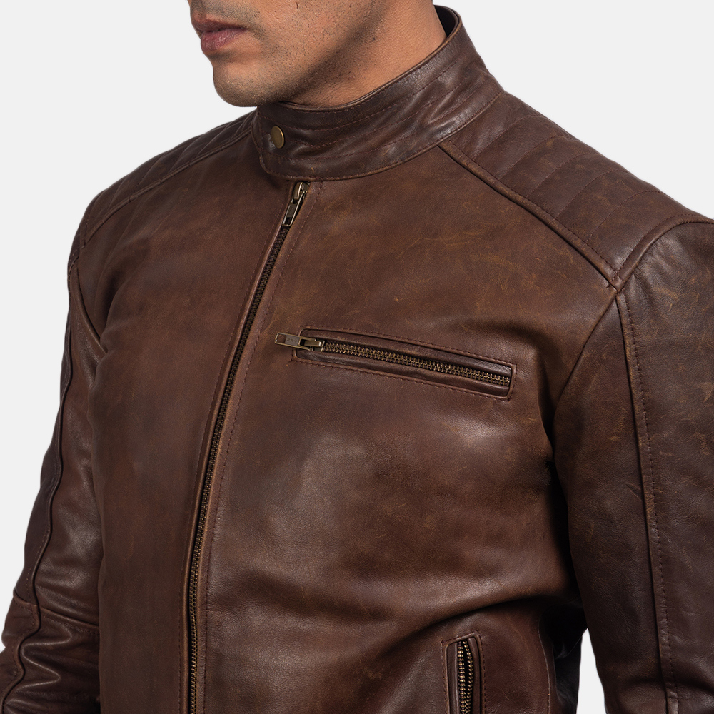 Pelle Pelle Brown Leather Moto Jacket | Pelle Pelle Store view 3