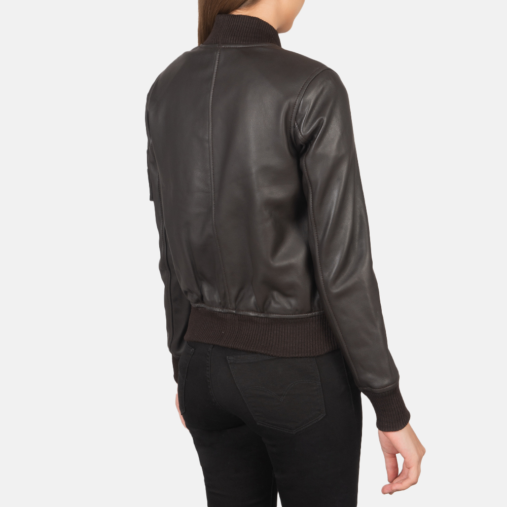 Women's Brown Leather Bomber Jacket | Pelle Pelle Store view 3