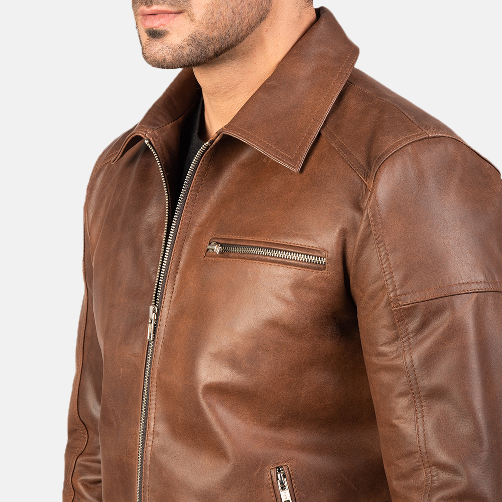Pelle Pelle Brown Biker Leather Jacket | Motorcycle Jacket view 2