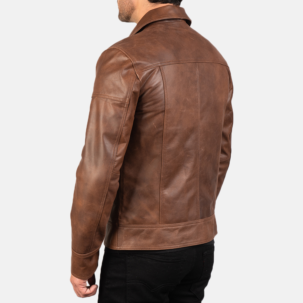 Pelle Pelle Brown Biker Leather Jacket | Motorcycle Jacket view 3