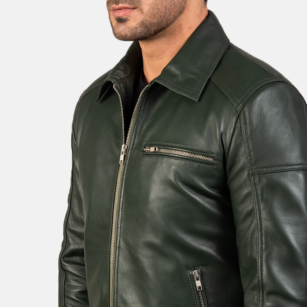 Pelle Pelle Green Leather Biker Jacket | Pelle Pelle Store view 2