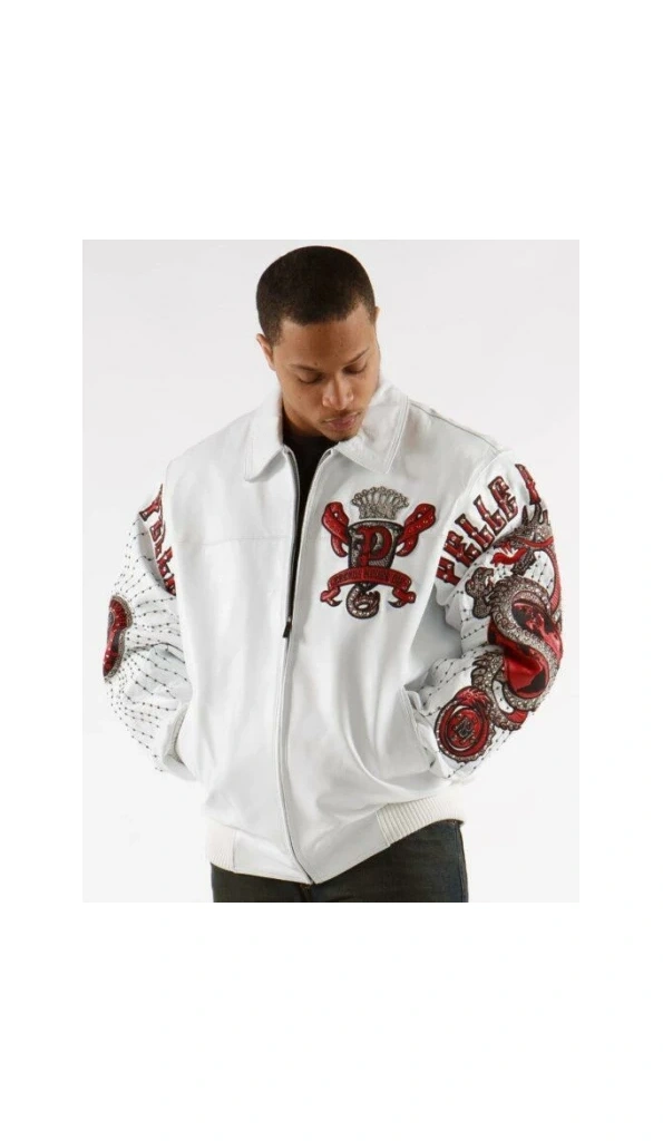 Pelle Pelle Men MB White Leather Jacket | Dragon Jacket