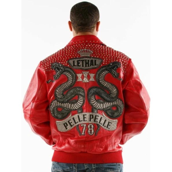 Pelle Pelle Lethal Studded Leather Jacket | Red Jacket
