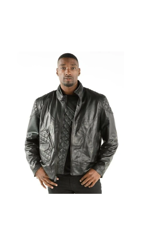 Pelle Pelle Men Black Quilted Biker Jacket | Leather Jacket