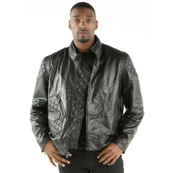 Pelle Pelle Men Black Quilted Biker Jacket | Leather Jacket