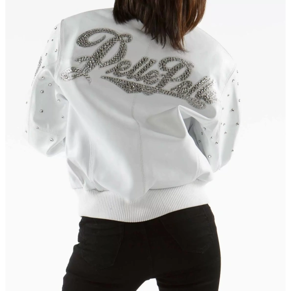 Pelle Pelle Women White Leather Jacket | Studded Jacket view 2