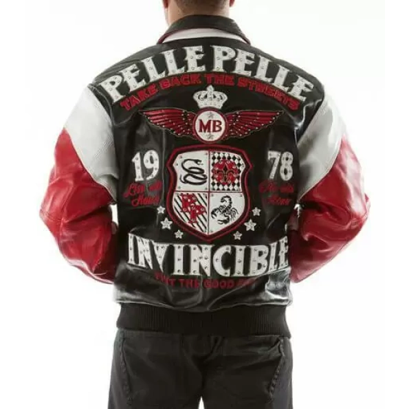 Pelle Pelle Men Invincible MB Leather Jacket | Red & Black view 2