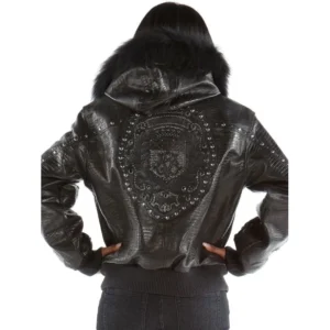 Pelle Pelle Women Black Crest Hooded Jacket | Leather Jacket view 2