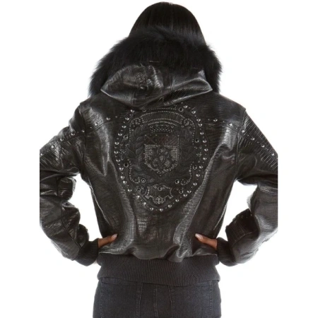 Pelle Pelle Women Black Crest Hooded Jacket | Leather Jacket view 2