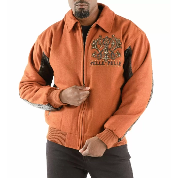 Pelle Pelle Forever Fearless Men Jacket | Orange & Black