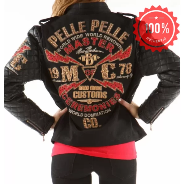 Pelle Pelle Women Black MB Jacket | Wool & Leather view 2