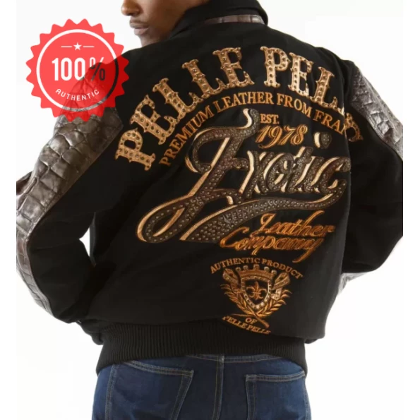 Pelle Pelle Men Exotic Brown Black Jacket | Wool & Leather view 2
