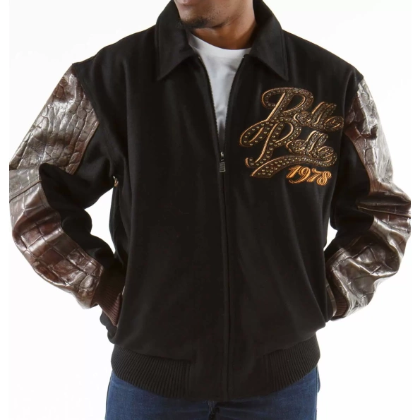 Pelle Pelle Men Exotic Brown Black Jacket | Wool & Leather