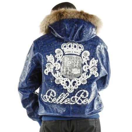 Pelle Pelle Crest Men Croc Leather Jacket | Fur Hood Jacket