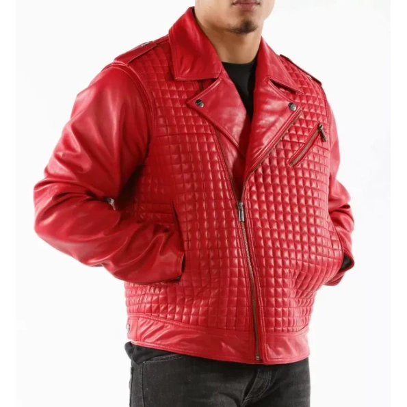 Pelle Pelle Houndstooth Red Leather Jacket | Men Jacket view 2