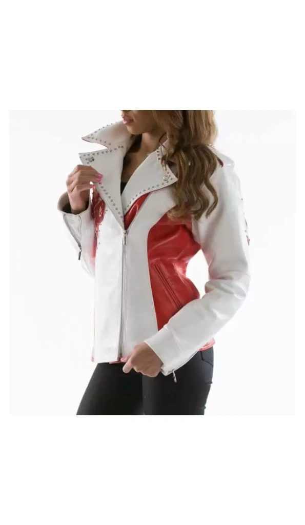 Pelle Pelle White Women Leather Jacket | Studded Jacket