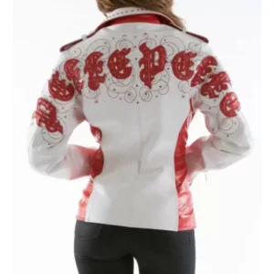 Pelle Pelle Women Biker Leather Jacket | Red & White view 1