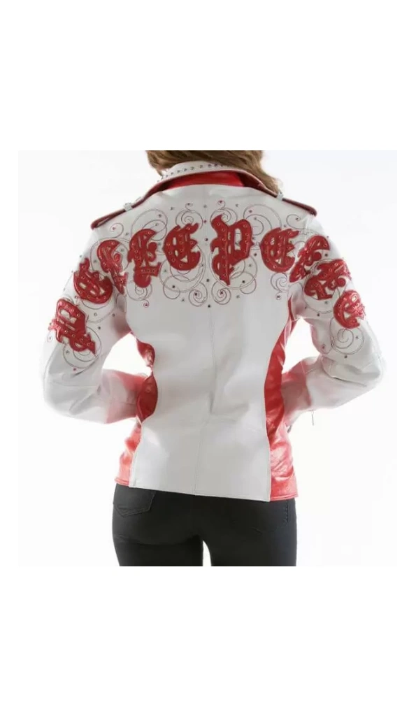 Pelle Pelle Women Biker Leather Jacket | Red & White