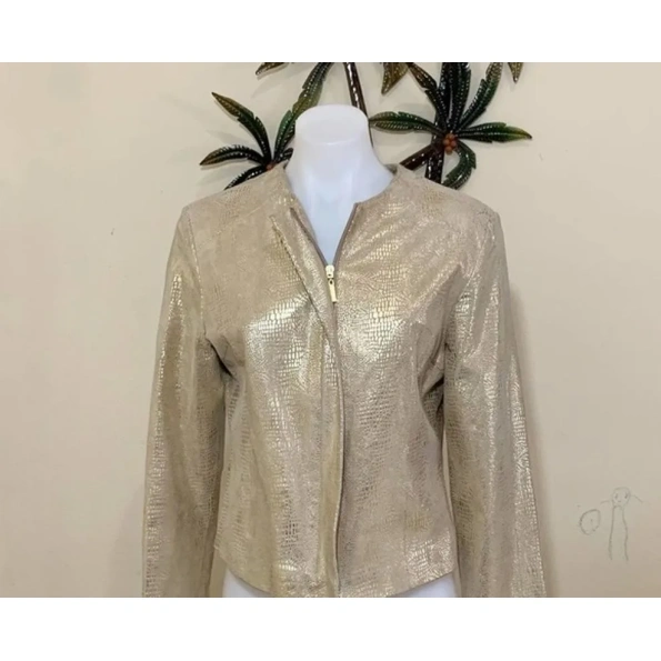Pelle Pelle Golden Alligator Women Jacket | Leather Jacket view 1