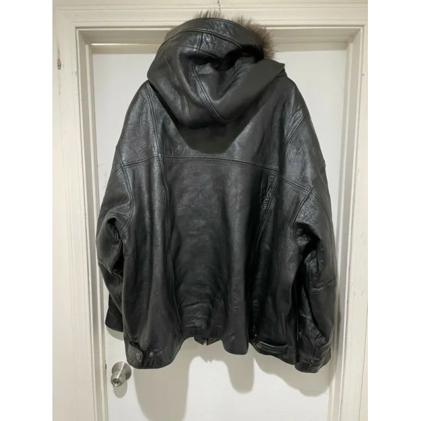 Pelle Pelle Black Fur Hood Leather Jacket | Men & Women