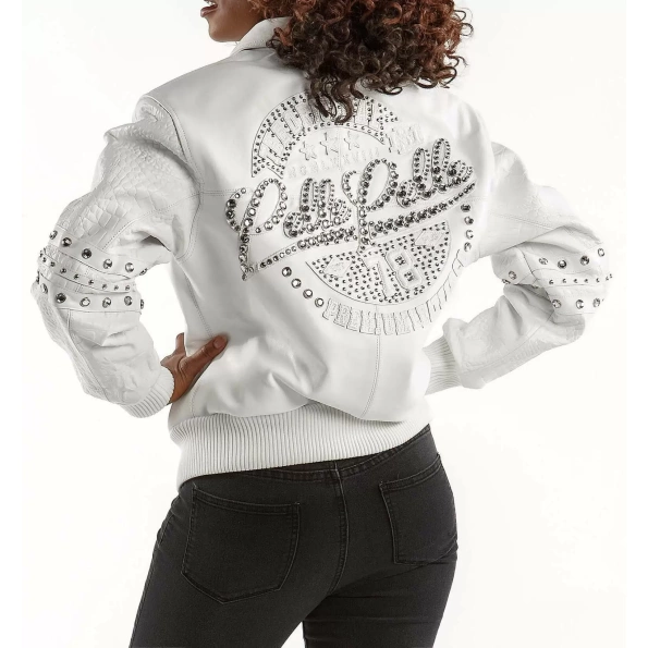 Pelle Pelle White MB Studded Leather Jacket | Women Jacket view 2