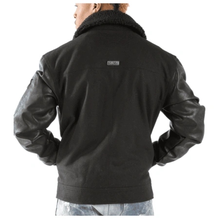 Pelle Pelle Men Black Fur Collar Jacket | Leather & Wool view 2