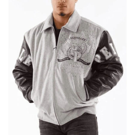 Pelle Pelle Legendary Men Grey Studs Jacket | Leather & Wool view 2