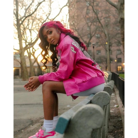 Pelle Pelle Women Pink Crest Leather Jacket | Legends Jacket view 4