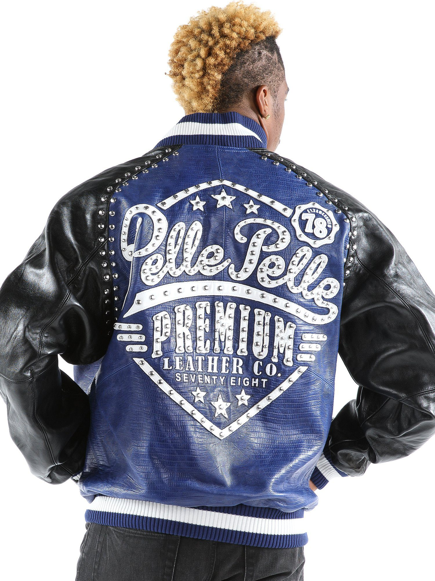 Pelle Pelle Navy Blue Men Varsity Jacket | Leather Jacket view 2