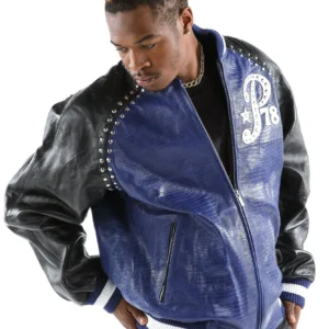 Pelle Pelle Navy Blue Men Varsity Jacket | Leather Jacket