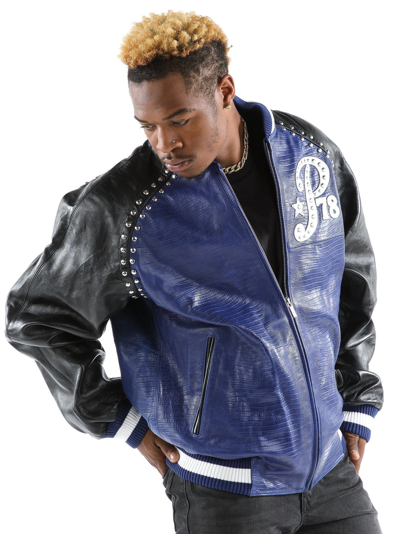 Pelle Pelle Navy Blue Men Varsity Jacket | Leather Jacket