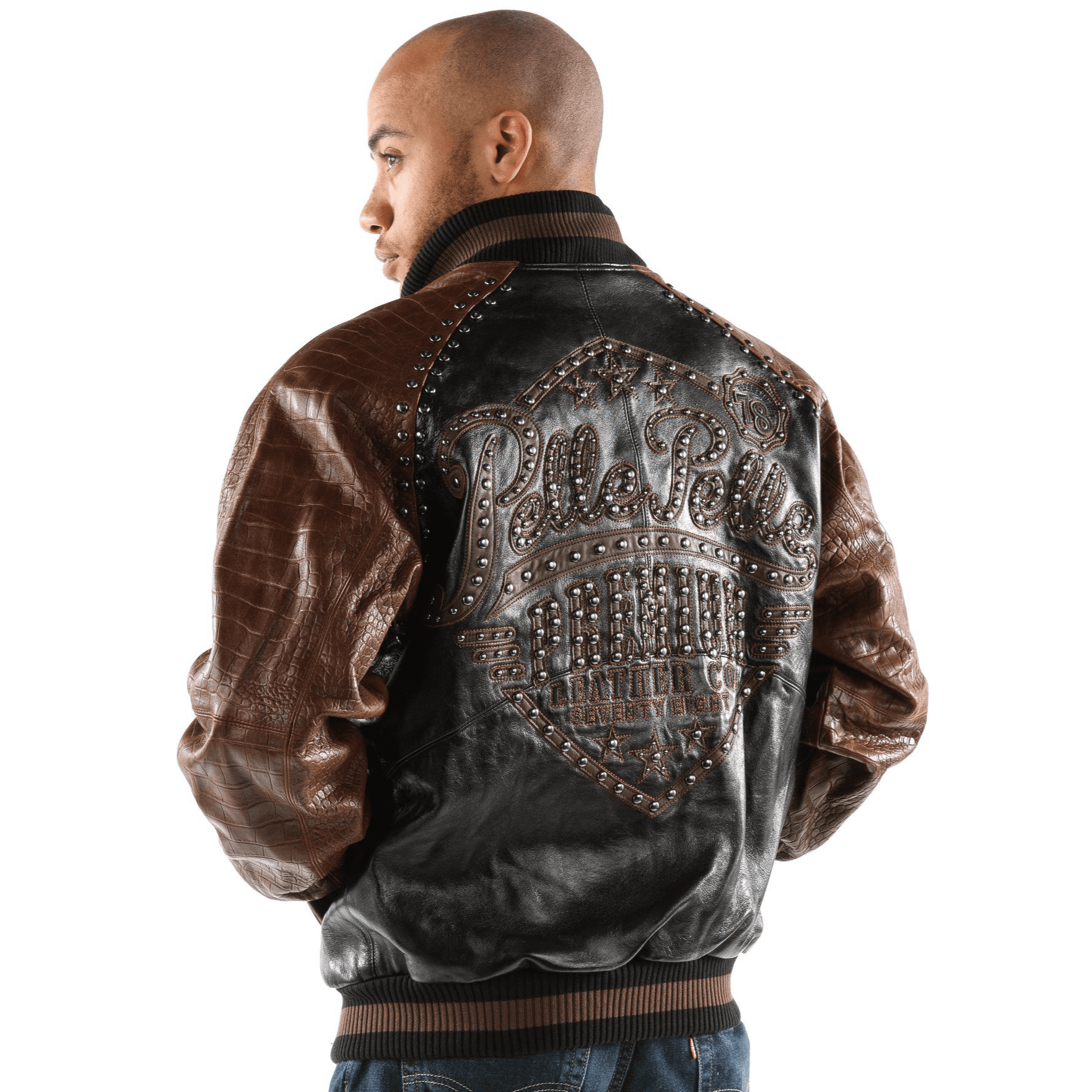 Pelle Pelle Studded Varsity Leather Jacket | Men Jacket view 2