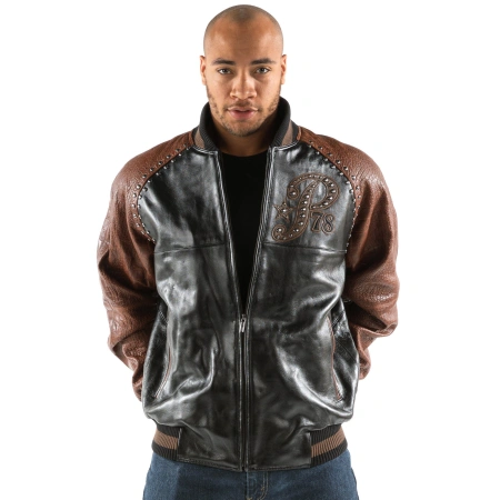 Pelle Pelle Studded Varsity Leather Jacket | Men Jacket