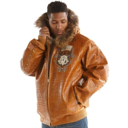 Pelle Pelle Brown Emblem MB Fur Hood Jacket | Leather Jacket