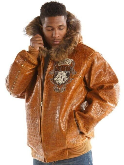 Pelle Pelle Brown Emblem MB Fur Hood Jacket | Leather Jacket