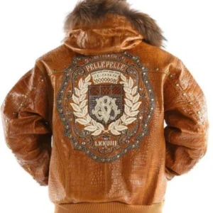 Pelle Pelle Brown Emblem MB Fur Hood Jacket | Leather Jacket view 2