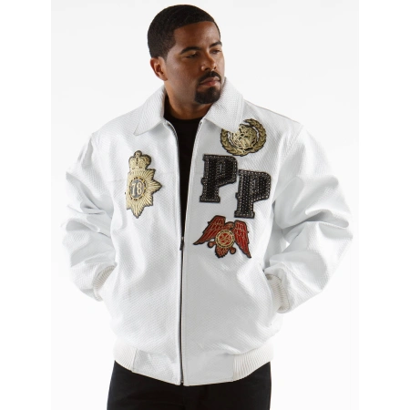 Pelle Pelle Patches MB White Leather Jacket | Men Jacket view 1