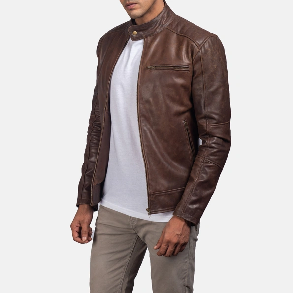 Pelle Pelle Dark Brown Biker Leather Jacket | Men Jacket view 3
