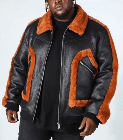 Pelle Pelle Men Aviator Faux Leather Jacket | Fur Jacket view 2