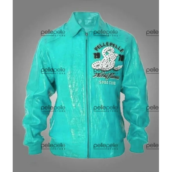 Pelle Pelle Cyan Soda Club Leather Jacket | MB Jacket view 1