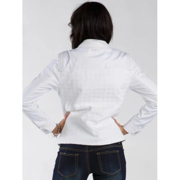 Pelle Pelle Houndstooth Women Biker Jacket | White Jacket