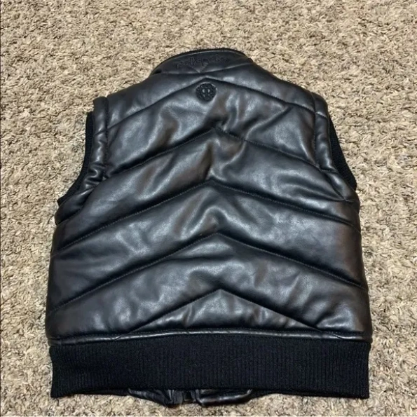 Pelle Pelle Leather Puffer Black Vest | Men & Women Jacket view 2