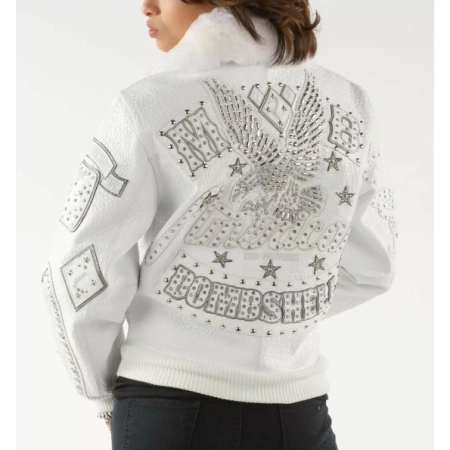Pelle Pelle White Bombshell Leather Jacket | Fur Collar view 2