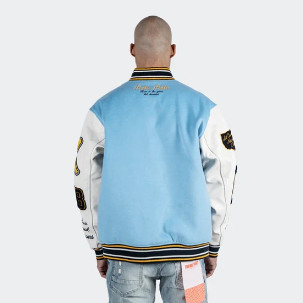 Pelle Pelle Champion Light Blue Wool Jacket | Varsity Jacket