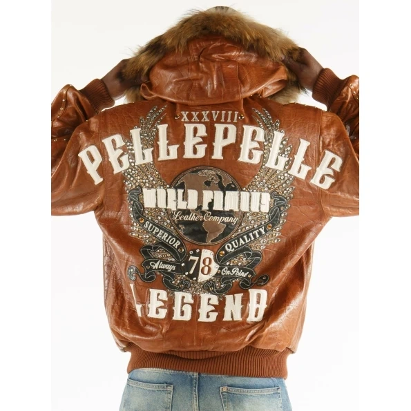 Pelle Pelle Men World Famous Brown Jacket | Fur Hood Jacket view 2