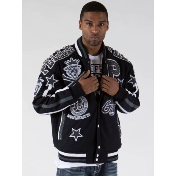 Pelle Pelle Men Navy Blue Varsity Jacket | 35th Anniversary view 4
