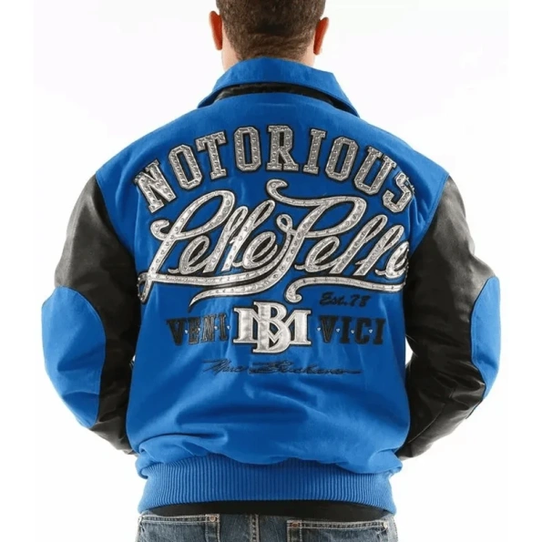 Pelle Pelle Men Notorious MB Blue Jacket | Wool & Leather view 2