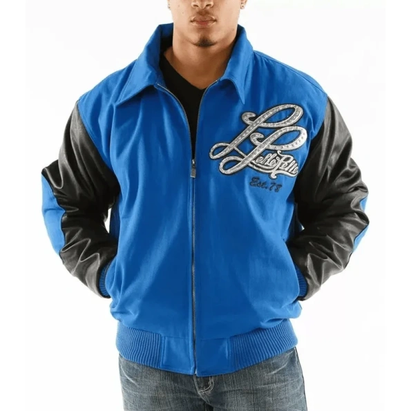 Pelle Pelle Men Notorious MB Blue Jacket | Wool & Leather
