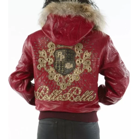 Pelle Pelle Red Fur Hood Leather Jacket | Women Jacket view 1