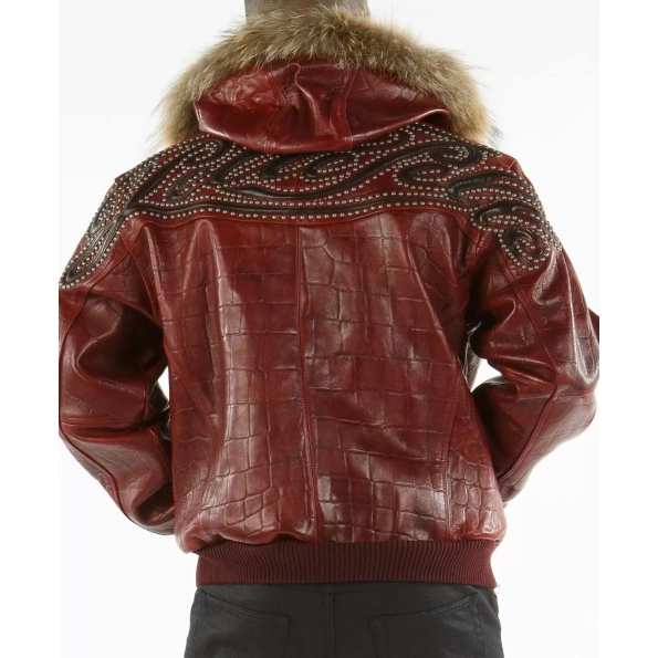 Pelle Pelle Red Fur Hood Croc Leather Jacket | Men Jacket view 2